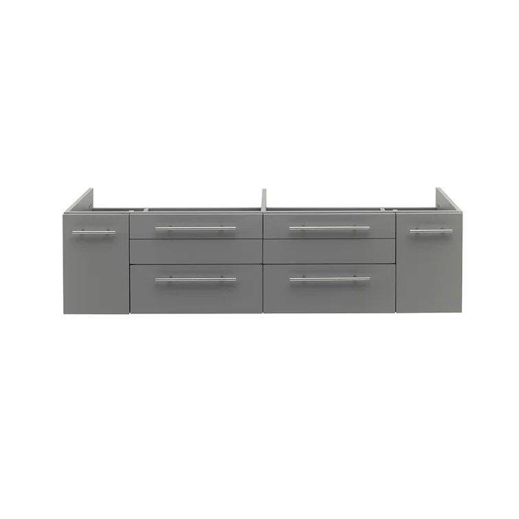 Gray 60" Wall-Mount Double Sink Modern Bathroom Vanity
