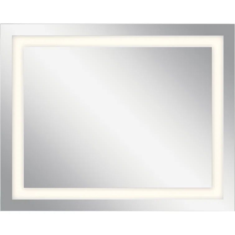 Rectangular Silver LED Mirror with Frosted Edge