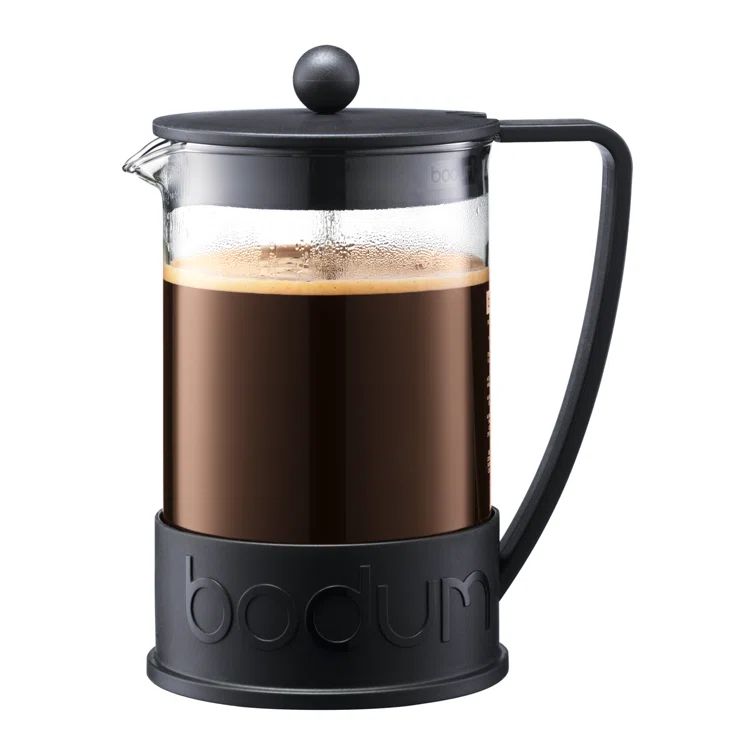 Black Borosilicate Glass French Press Coffee Maker, 34 oz