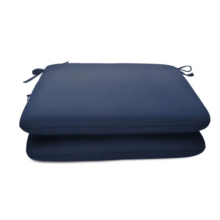 Navy Blue Sunbrella Fabric Outdoor Chair Cushions, 18" x 18", Set of 2