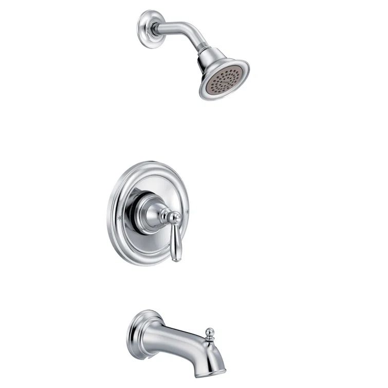 Chrome Traditional Single Handle Tub and Shower Faucet Set
