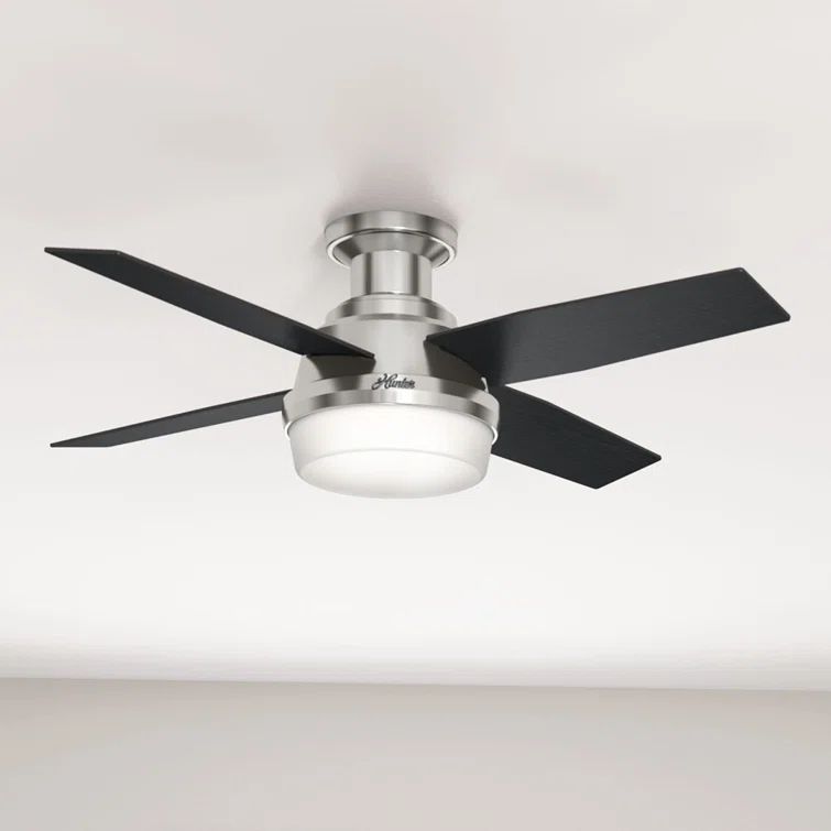 Hunter 44" Brushed Nickel Low Profile Ceiling Fan with LED Light