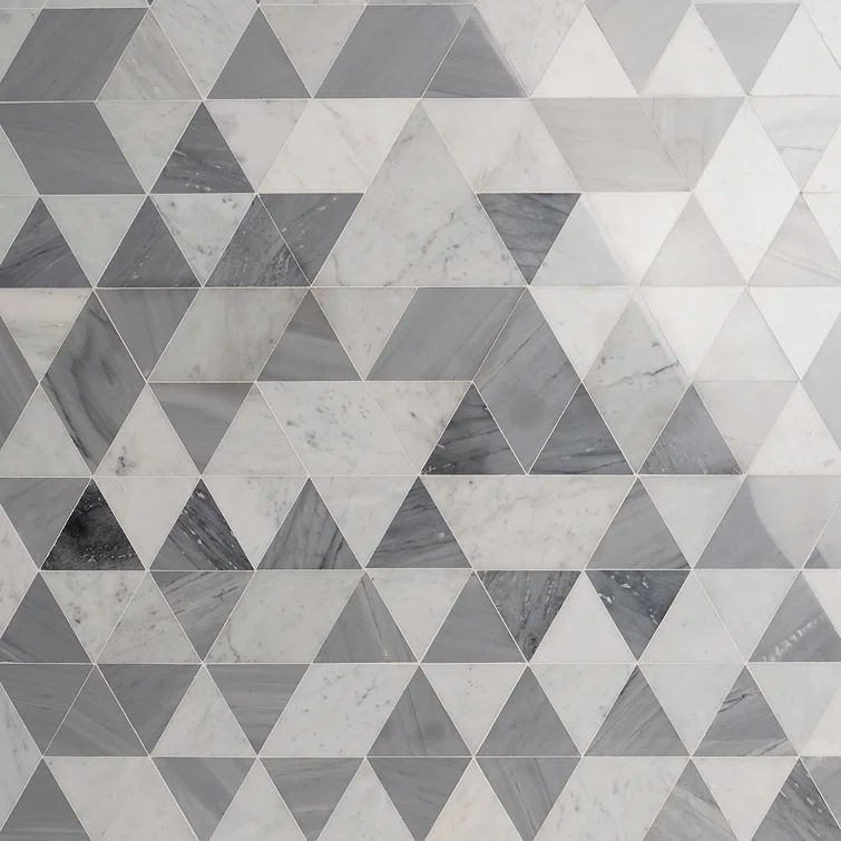Gray Geometric Marble Mosaic Wall and Floor Tile Sheet