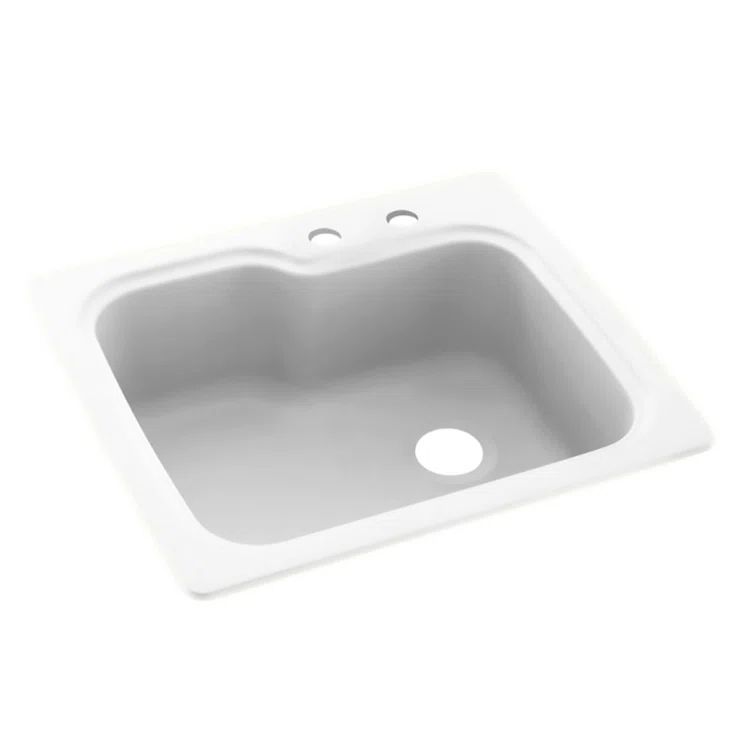 25'' White Solid Surface Single Bowl Drop-In Kitchen Sink