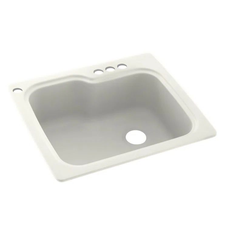 Bisque Matte Solid Surface Single Bowl Kitchen Sink, 25'' L