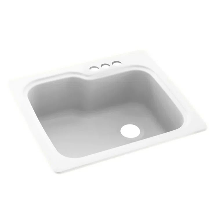 White Matte Solid Surface Single Bowl Kitchen Sink