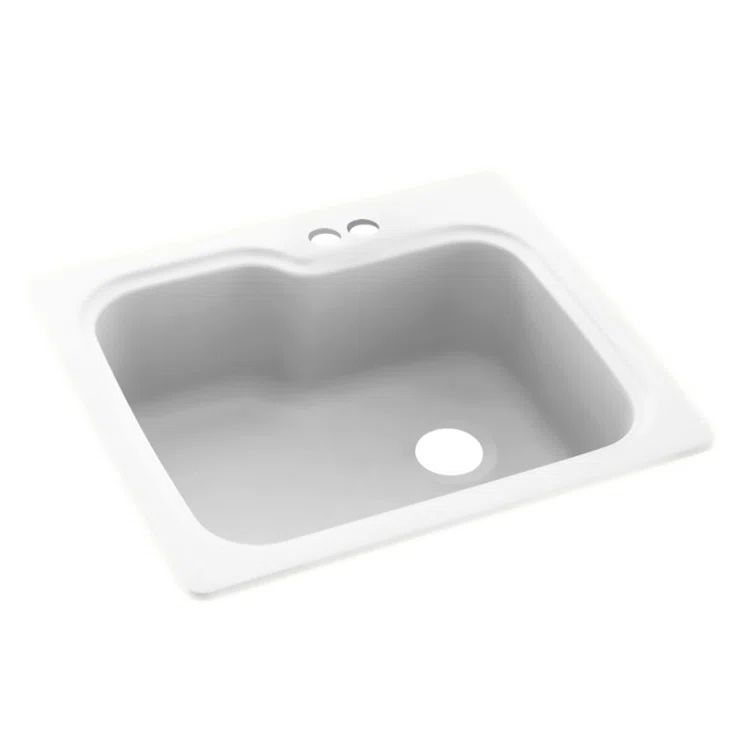25'' White Solid Surface Single Bowl Kitchen Sink