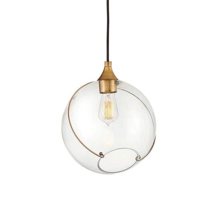 Heritage Brass Globe Pendant with Clear Glass Shade