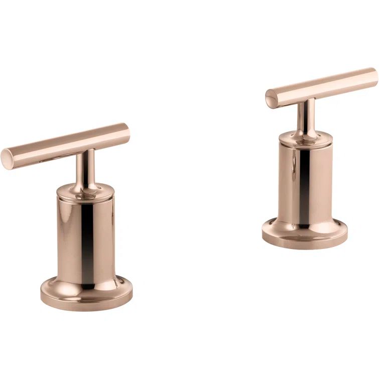 Elegant Vibrant Rose Gold Wall-Mount Bath Trim with Ceramic Lever Handles