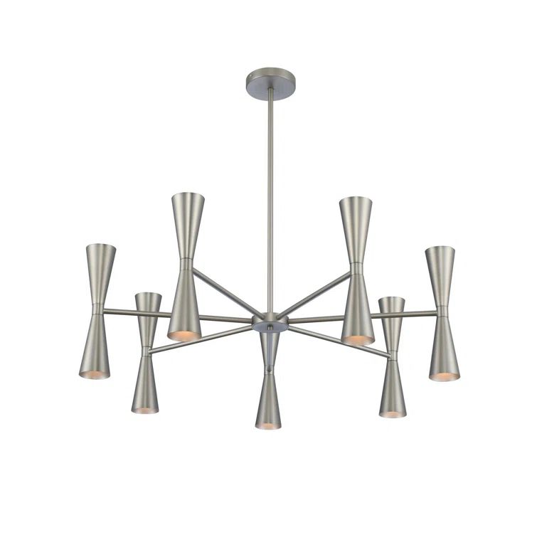 Milo 35" Satin Nickel 14-Light Mid-Century Modern Chandelier