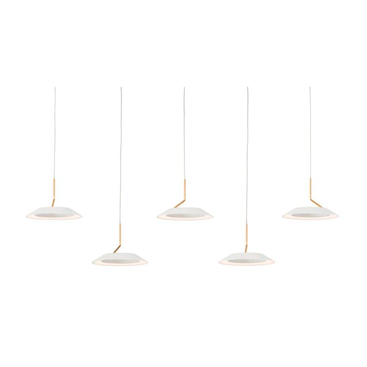 Modern Matte White and Gold 5-Light LED Island Pendant