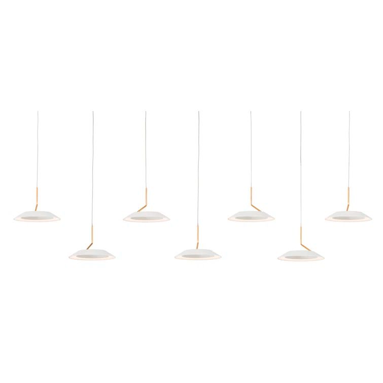 Royyo Matte White and Gold 7-Light Modern LED Island Pendant