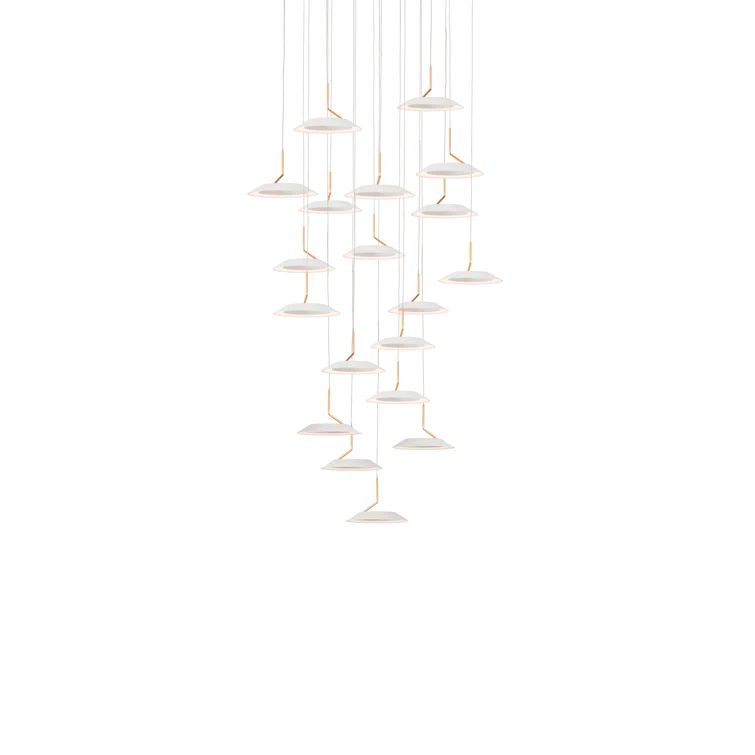 Matte White and Gold 19-Light LED Cluster Pendant