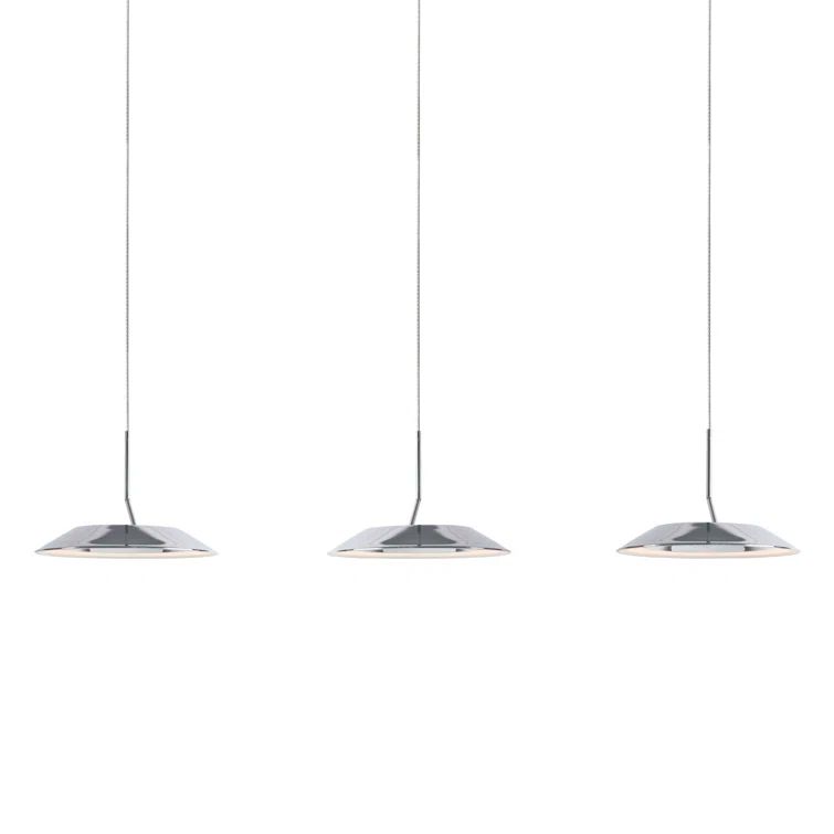 Royyo Sleek Modern 3-Light LED Linear Pendant in Chrome and Matte White