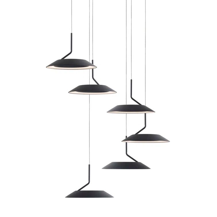 Royyo Matte Black 6-Light LED Energy-Efficient Aluminum Pendant