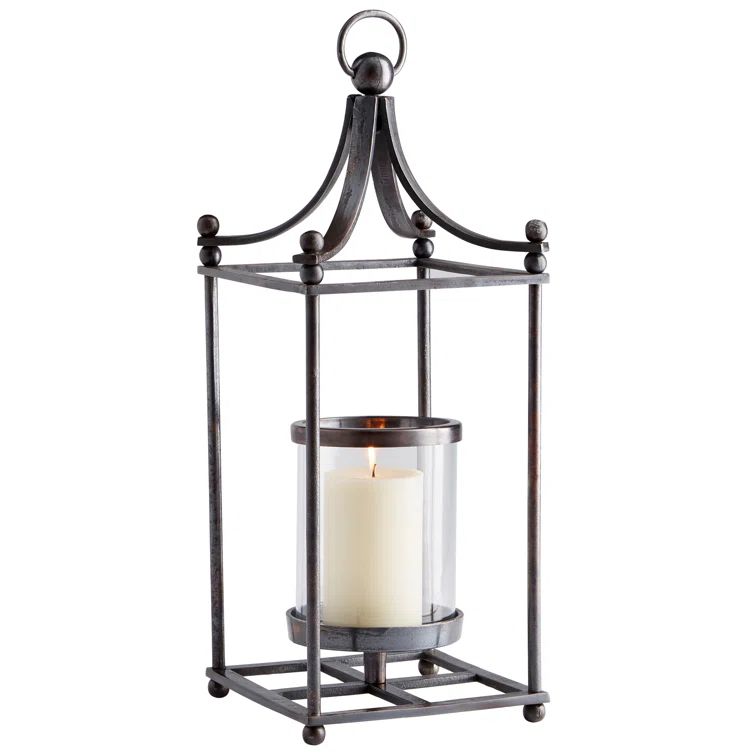 Contemporary Silver Metal Foxboro Floor Lantern, 25.5"