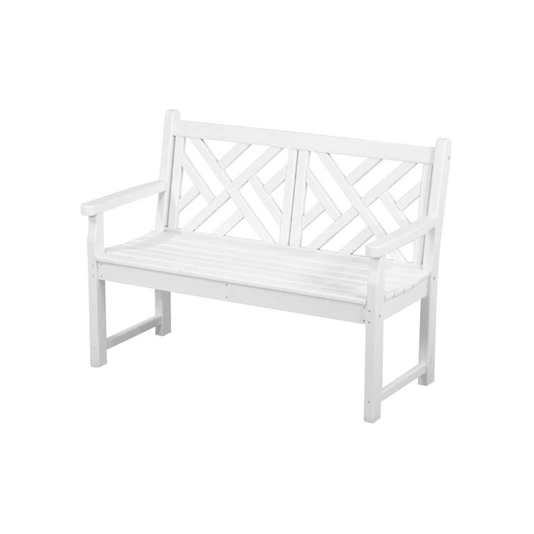 White 47" Recycled Plastic Chippendale Bench