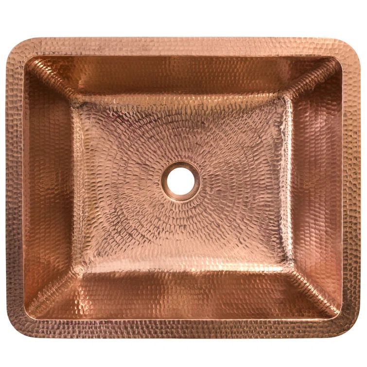 19" Polished Copper Hammered Undermount Bathroom Sink