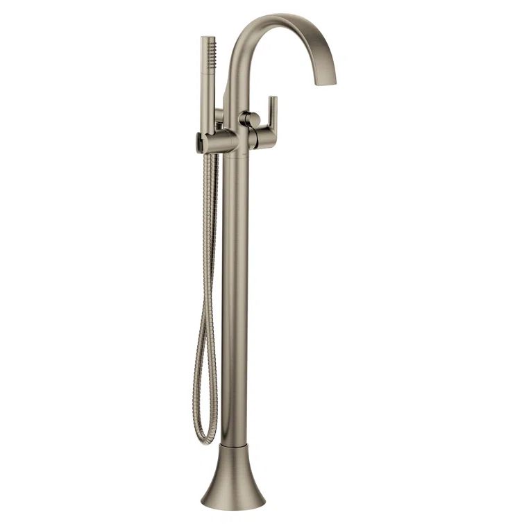 Brushed Nickel Freestanding Tub Filler with Handshower