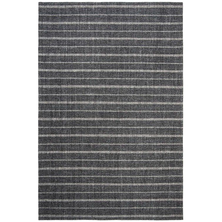 Miles Stripe Hand-Knotted Charcoal Wool & Viscose 6' x 9' Area Rug