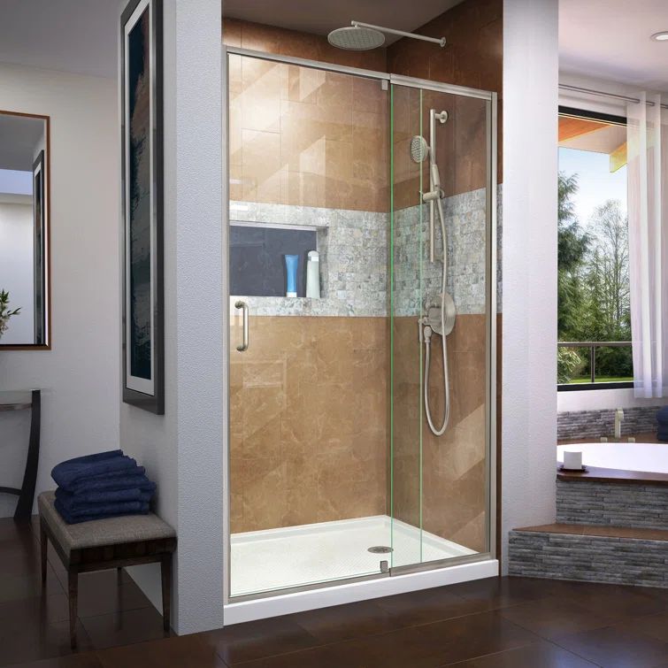 Flex 38-60" Brushed Nickel Frameless Pivot Shower Door