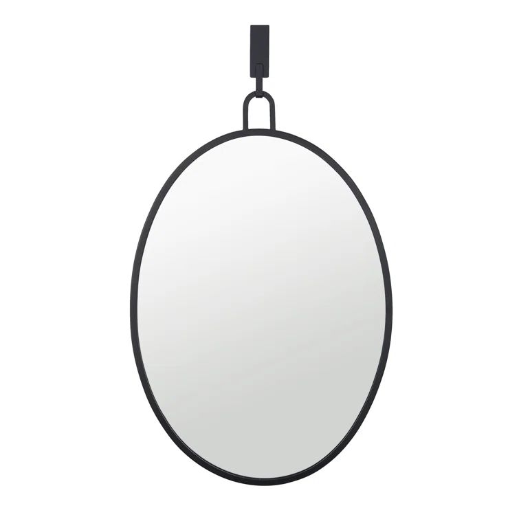 Oval Black Metal Frame Bathroom Wall Mirror
