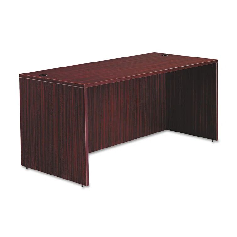 Mahogany 65" Desk Shell with Filing Cabinet