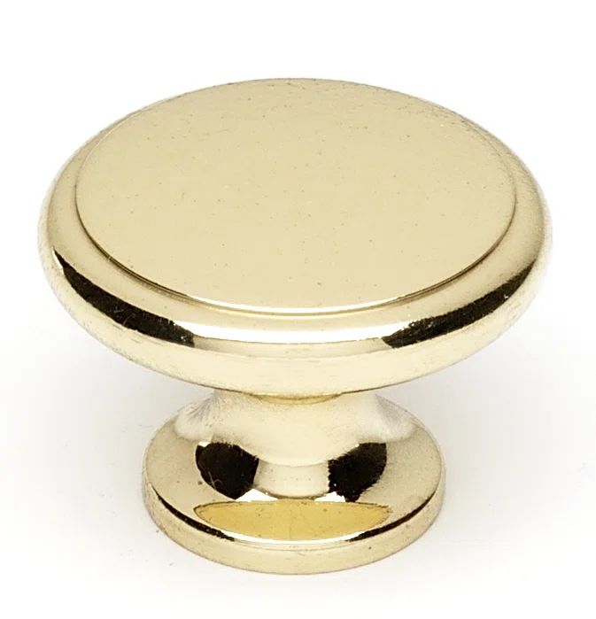 Polished Brass Round Traditional Cabinet Knob with Mounting Hardware