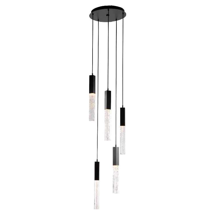 Axis 27'' Matte Black Modern LED Island Pendant with Artisan Glass