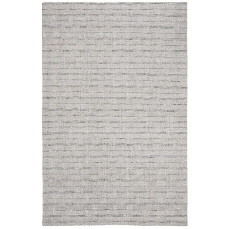 Silver Stripe Handwoven Wool and Viscose Area Rug 5' x 8'