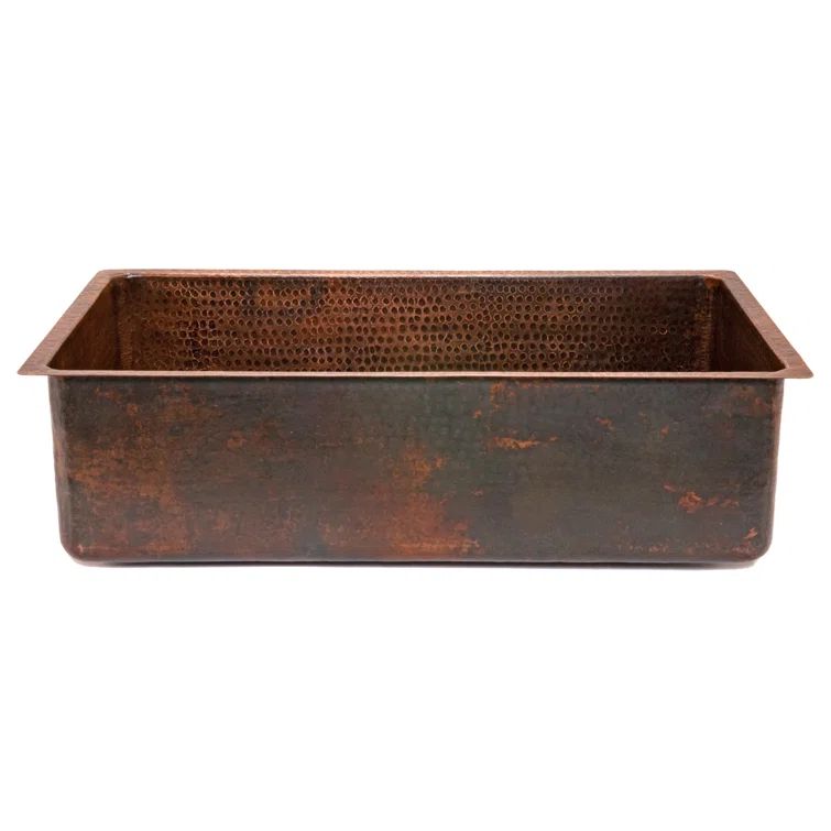 33" Antique Hammered Copper Drop-In Kitchen Sink