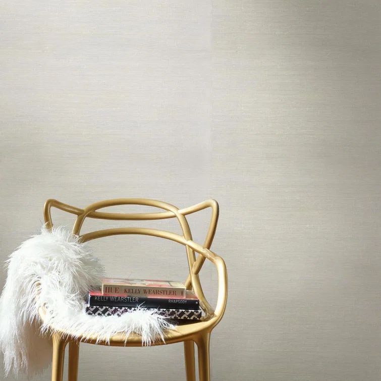 Silver Beige Grasscloth Removable Wallpaper Double Roll