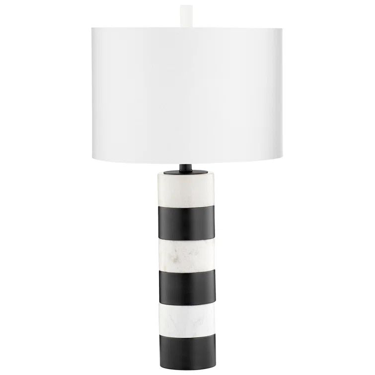 Gunmetal White Linen Shade LED Buffet Lamp
