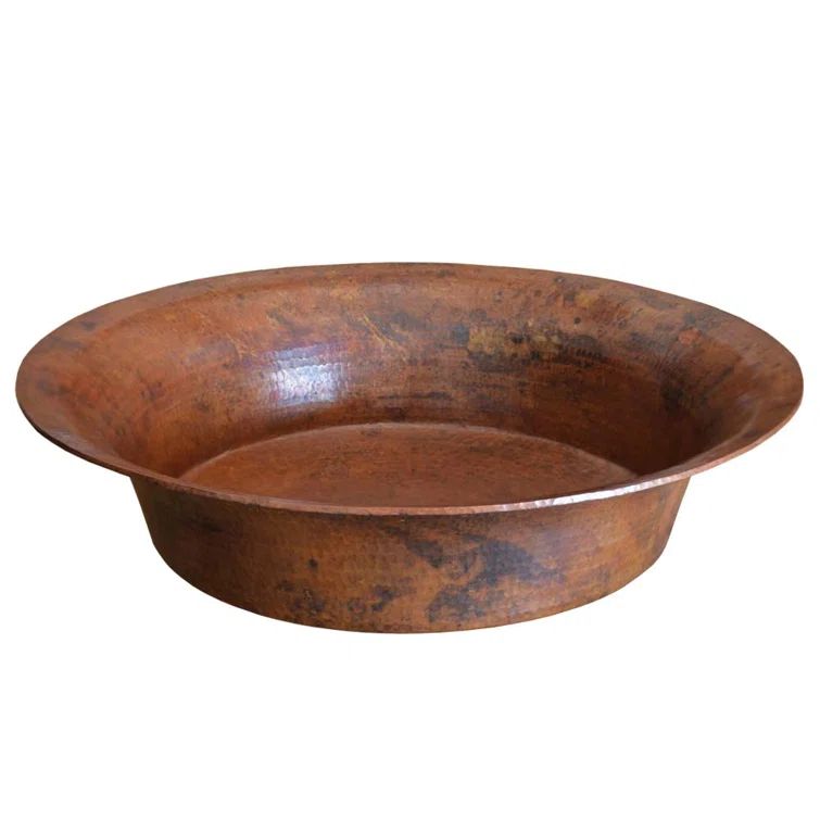 Round Hammered Copper Vessel Bathroom Sink