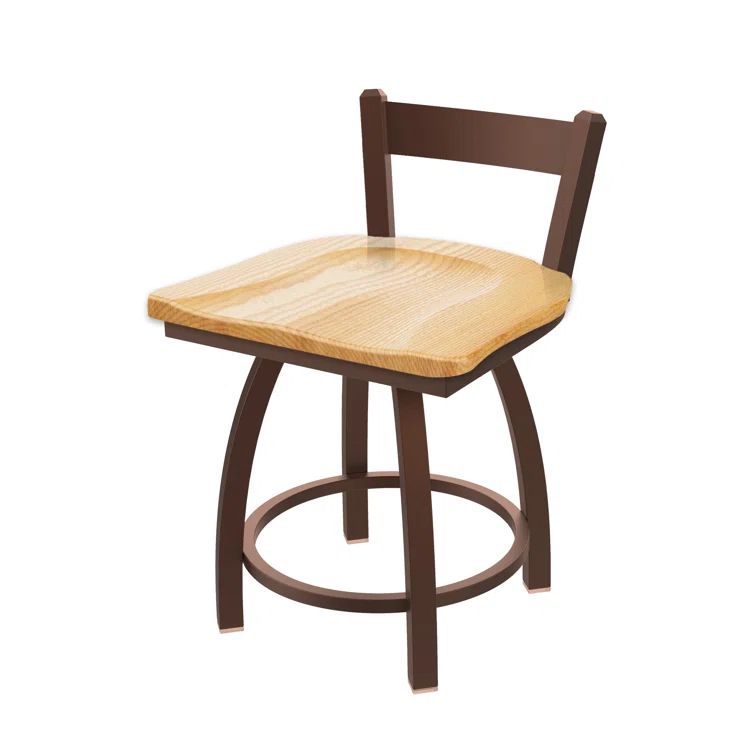 Catalina 18" Bronze Oak Ladder Back Swivel Stool