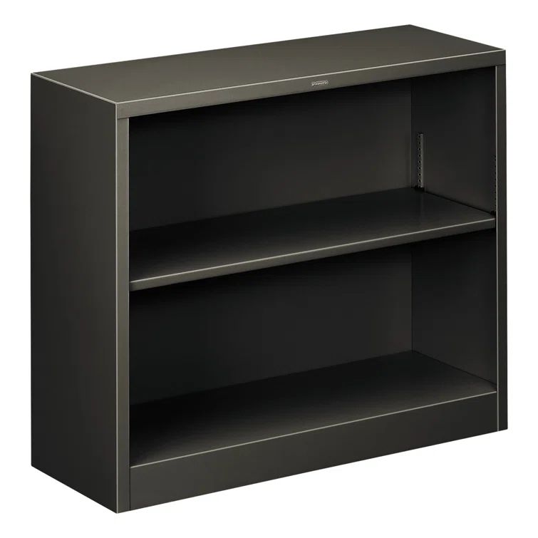 Compact Adjustable Charcoal Steel 2-Shelf Bookcase