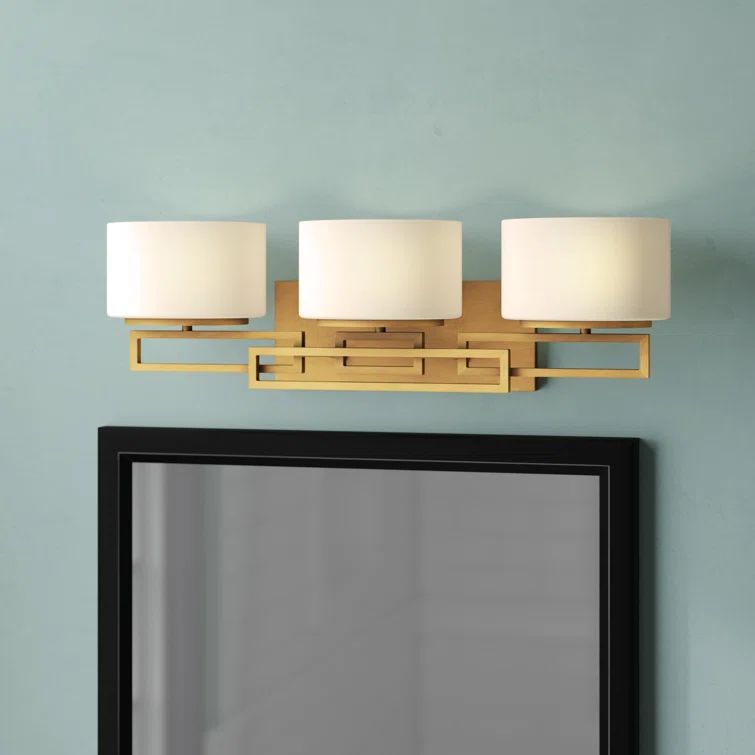 Elegant Brushed Bronze 3-Light Vanity with Etched Opal Glass