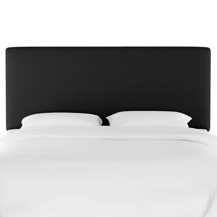 Classic Black Linen Upholstered Queen Headboard with Solid Wood Frame