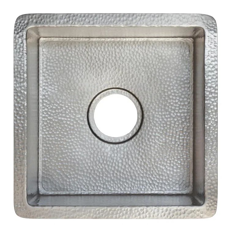 Modern Square 15" Copper Undermount Sink in Satin Nickel
