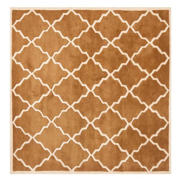 Brown Geometric Hand-Tufted Wool Area Rug, 4' x 6'