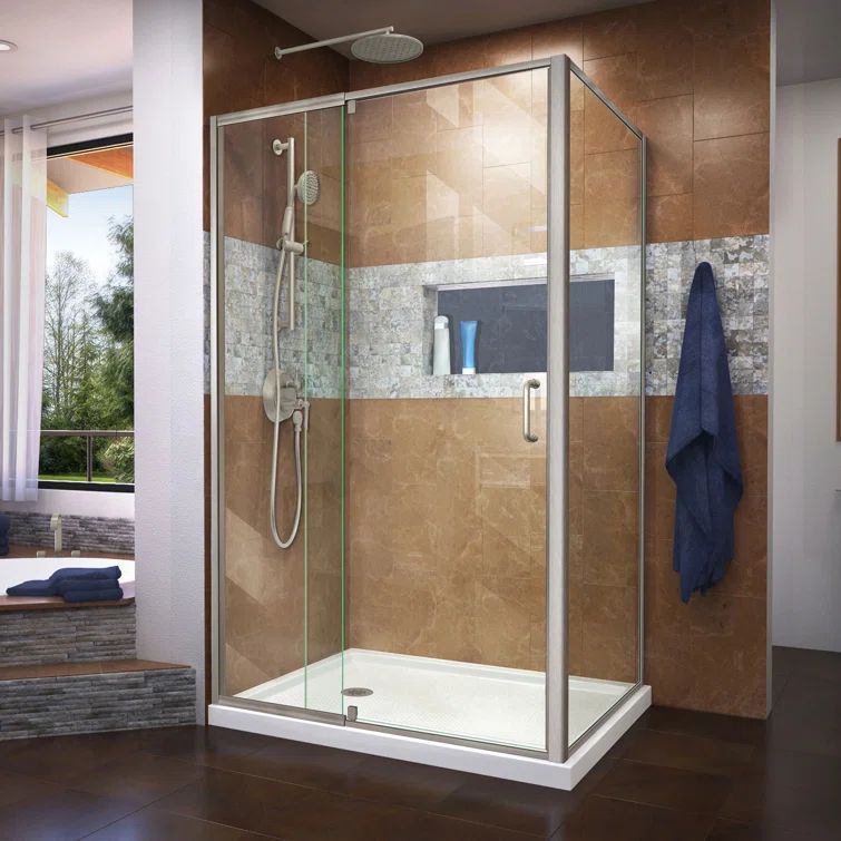 Flex 48" x 36" Chrome Semi-Frameless Pivot Shower Enclosure