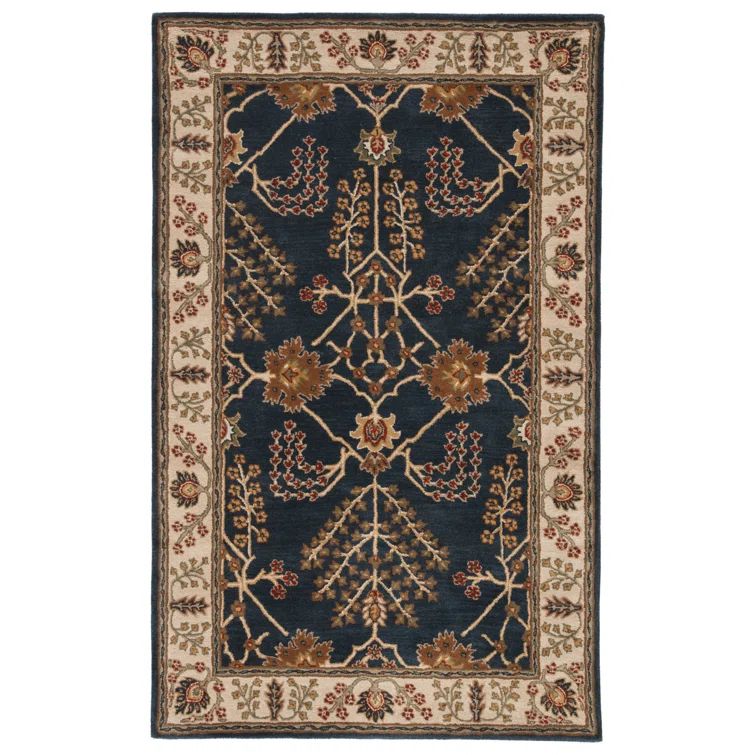 Hand-Tufted Indigo Wool Rectangular Area Rug 3'6" x 5'6"