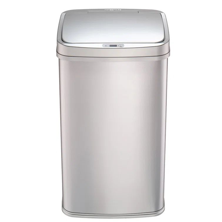13.2 Gallon Silver Stainless Steel Touchless Trash Can