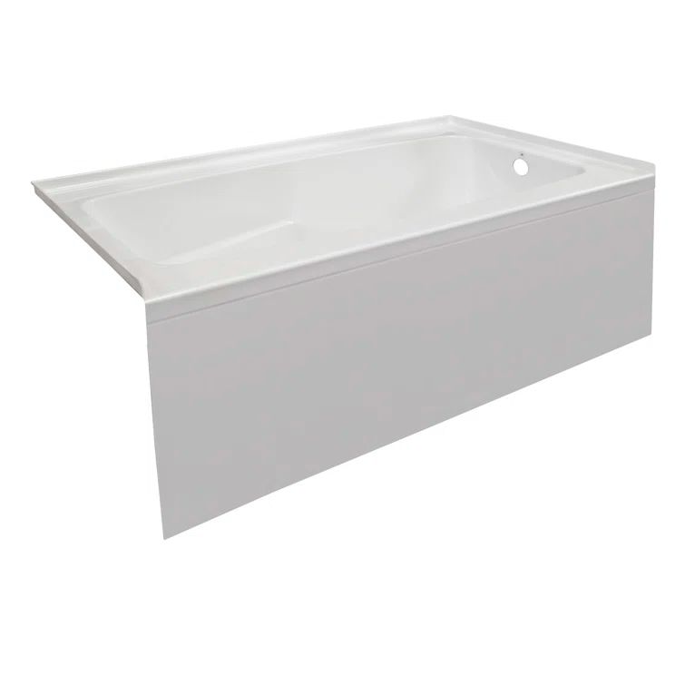 Avec 60" White Acrylic Alcove Bath with Right Drain