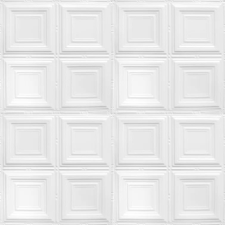 Bright White Satin 24 x 24 inch Metal Tin Ceiling Tiles