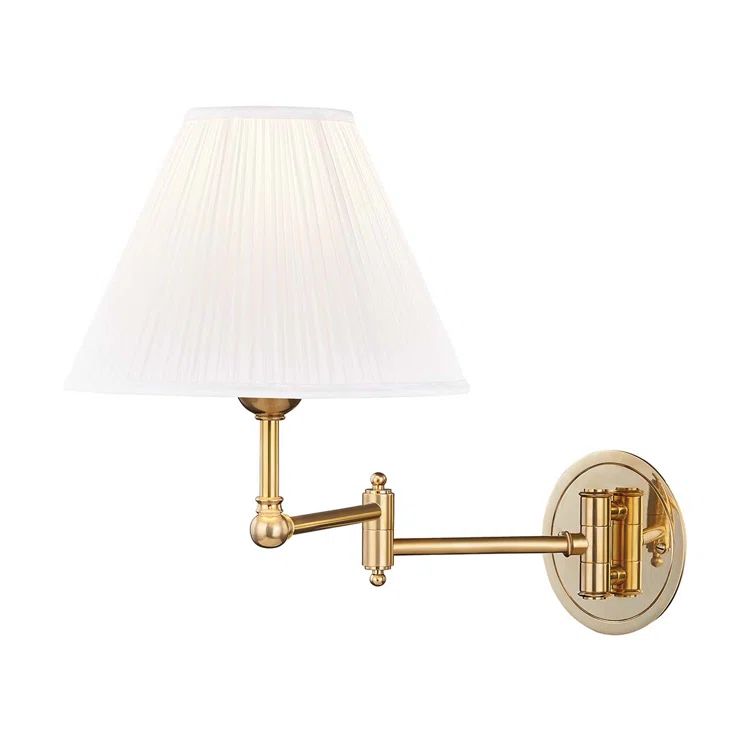 Signature No.1 Aged Brass 1-Light Sconce with Off-White Silk Shade