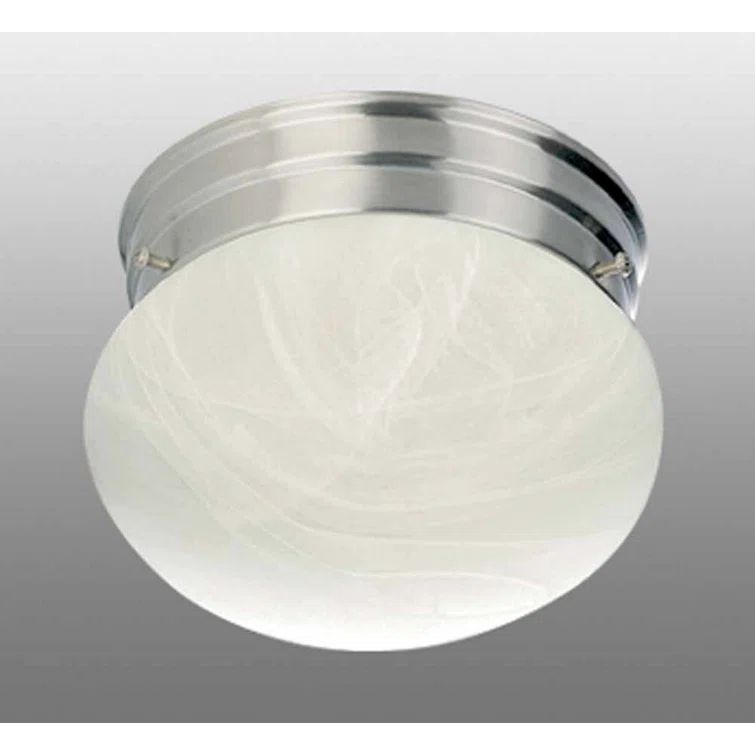 Minster Brushed Nickel Alabaster Glass Flush Mount Light