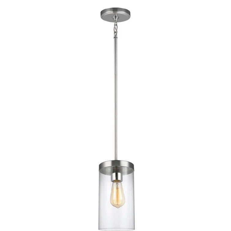 Zire Minimalist Chrome 10'' Glass Pendant Light with LED