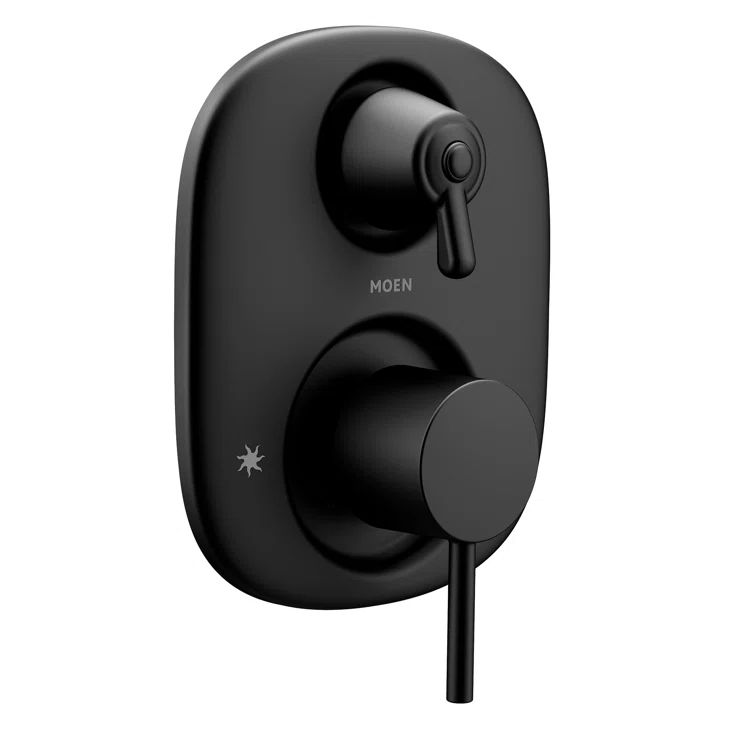 Matte Black Wall-Mounted Modern Shower Lever Trim