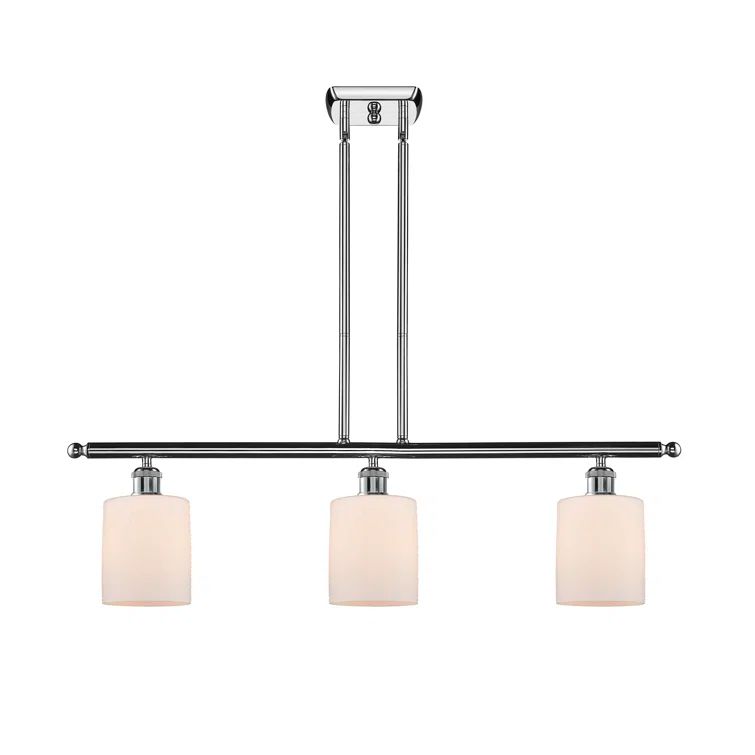 Leilani Chrome 3-Light Kitchen Island Pendant with Matte White Shade